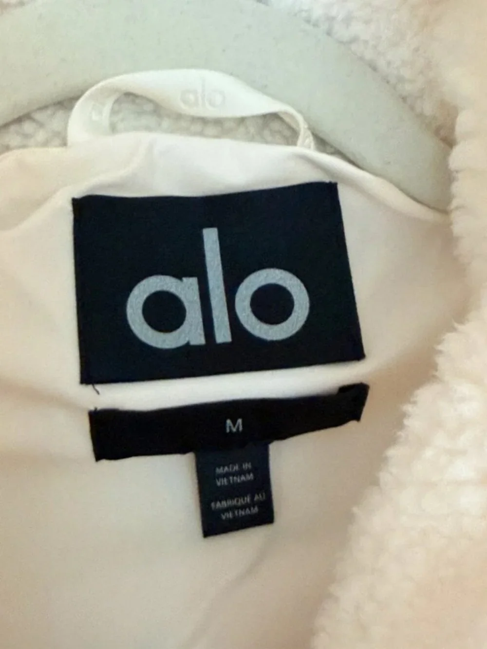 Alo Yoga Sherpa Edge Bomber Jacket Ivory Women's Size M